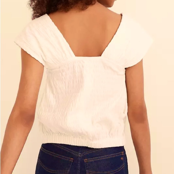 Madewell NWT Crinkle Knit Button Front Top Blouse Square Neck - Picture 3 of 13